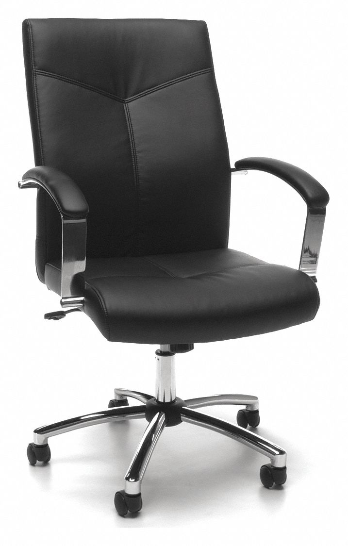 Conference Chair,Height Adjustment,Black: Black, Leather, 250 lb Wt Capacity