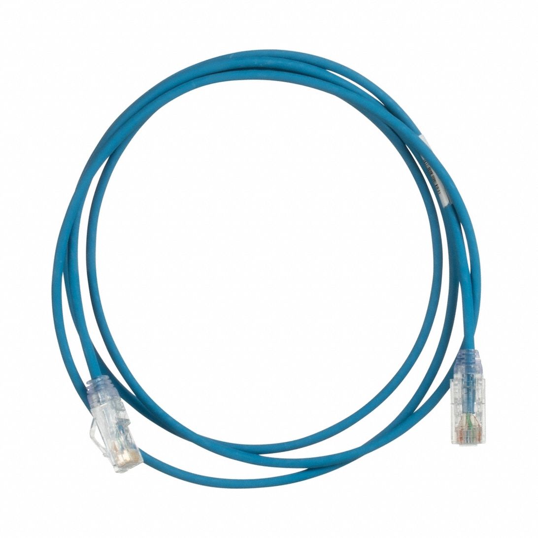 Voice and Data Patch Cord: Unshielded, Cat 6, 5 ft Overall Lg, LSZH, Round, 28 AWG, Blue