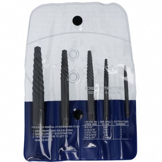 CHICAGO-LATROBE, Spiral Flute Screw Extractor, 5 Pieces, Screw