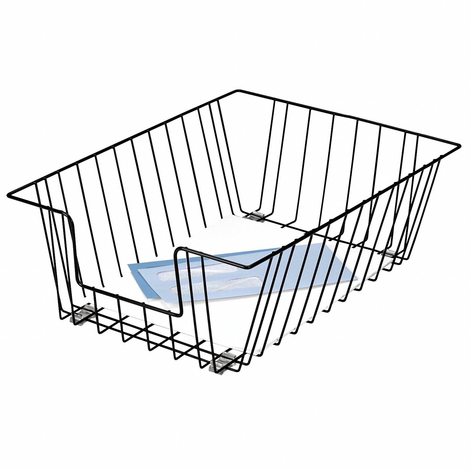 Letter Tray: 1 Compartments, Steel, Black, 5 in Overall Ht, 12 in Overall Wd