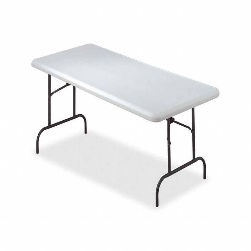 Folding Table: Rectangle Table Shape, Platinum Granite Tabletop, 30 in Dp, 60 in Wd, 29 in