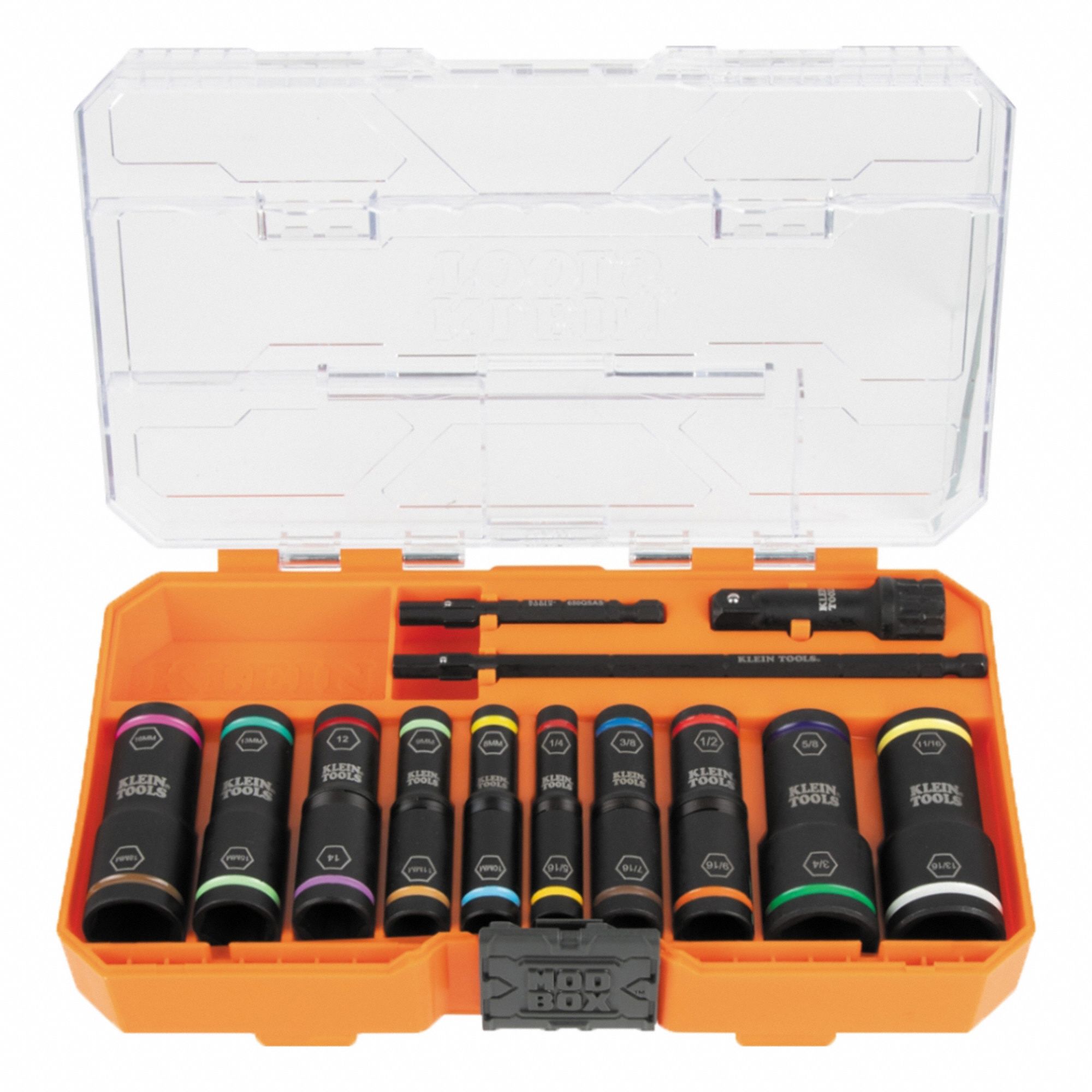 KLEIN TOOLS: 1/4 in, 3/8 in Drive Size, Small Set (0-50 pieces) Set Size, 13 Pieces, 10, KNECT™