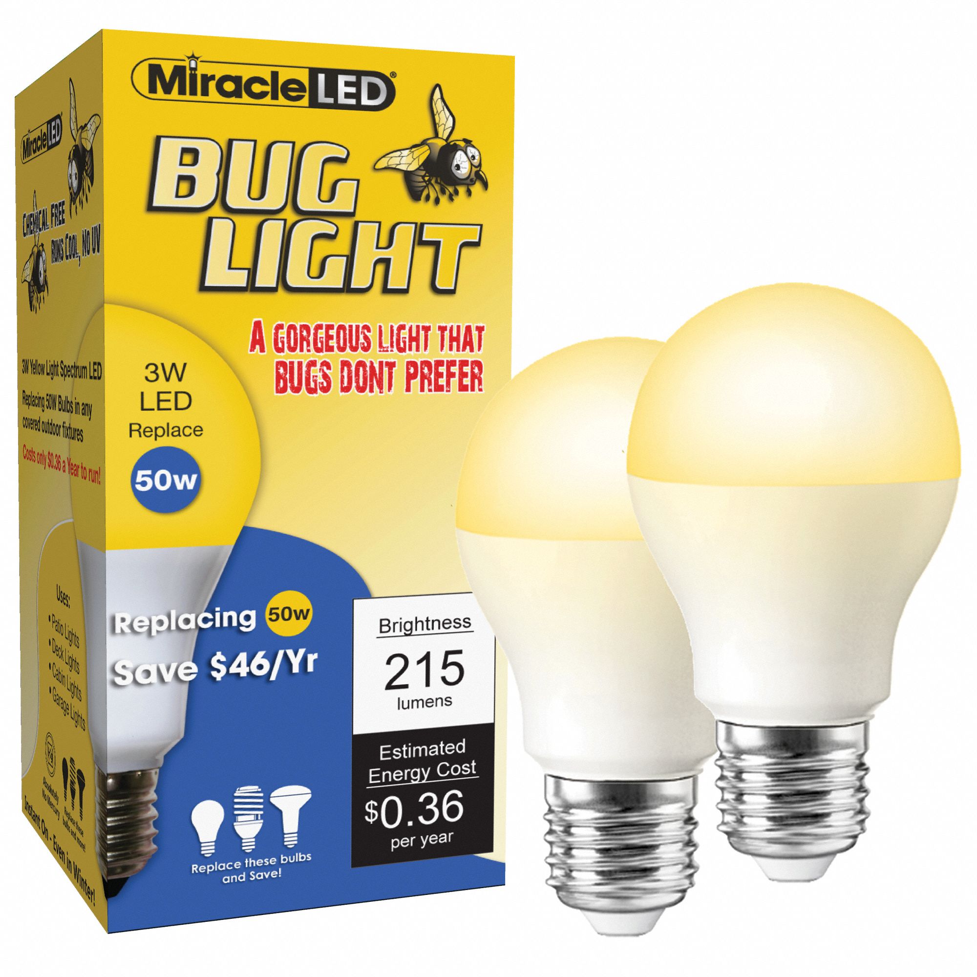 A15 LED Bulb, Yellow Bug Light