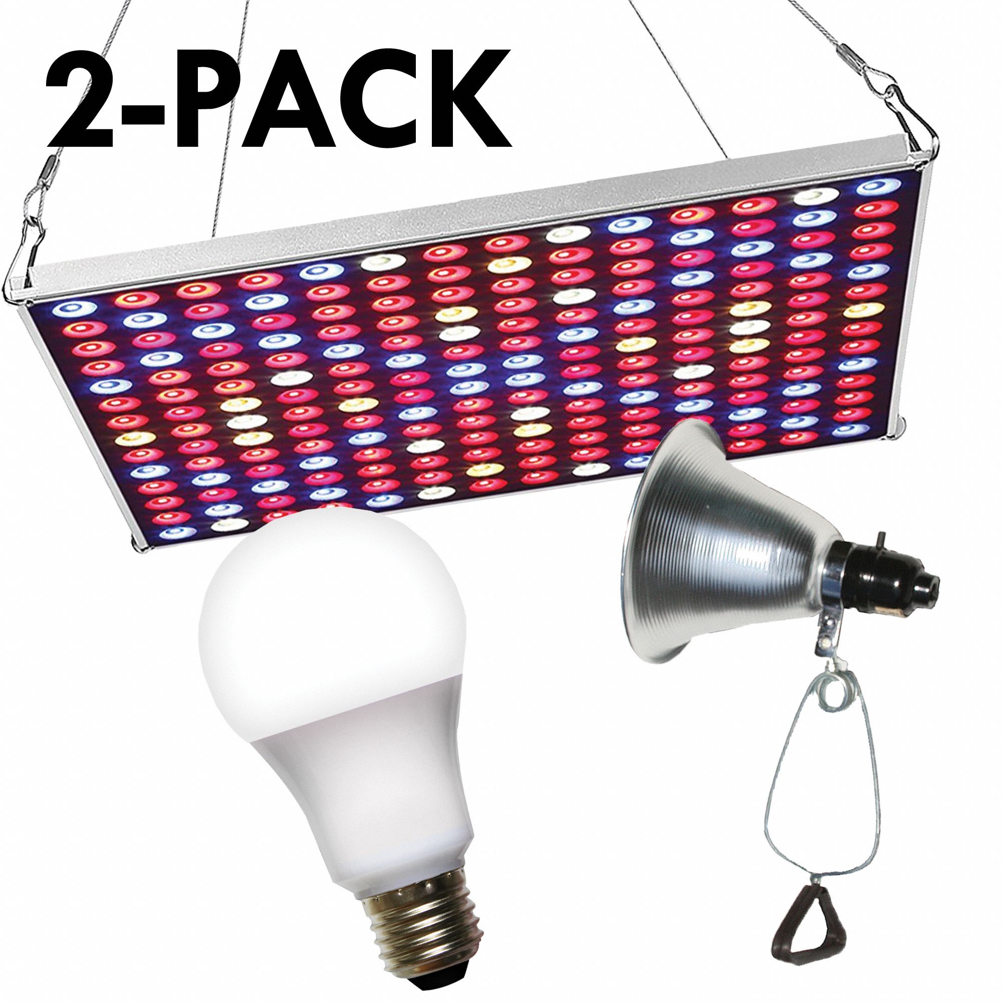 LED Grow Panel: Full/Broad, 120V AC, Bulb Included, LED, 2 ft Max Mounting Ht