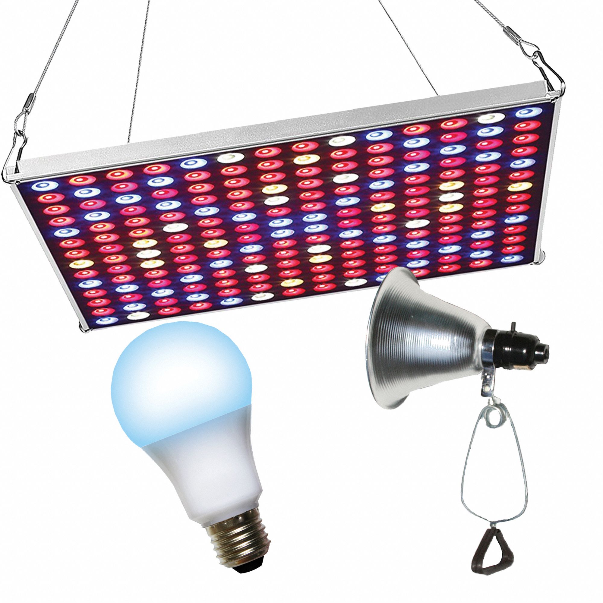 LED Grow Panel: Blue, 120V AC, Bulb Included, LED, 2 ft Max Mounting Ht