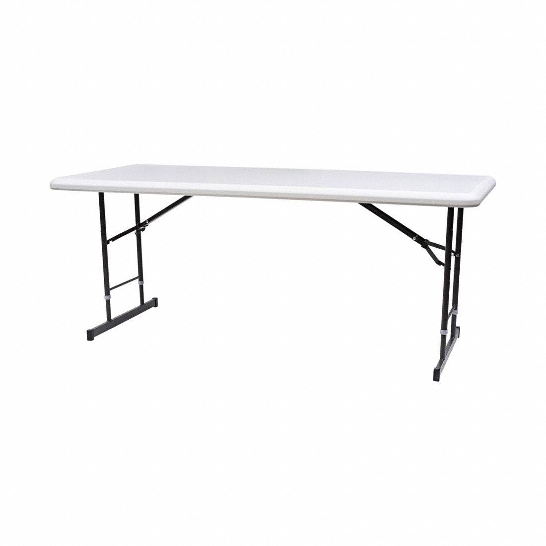 Folding Table: Rectangle Table Shape, Platinum Granite Tabletop, 30 in Dp, 72 in Wd, Adj Ht