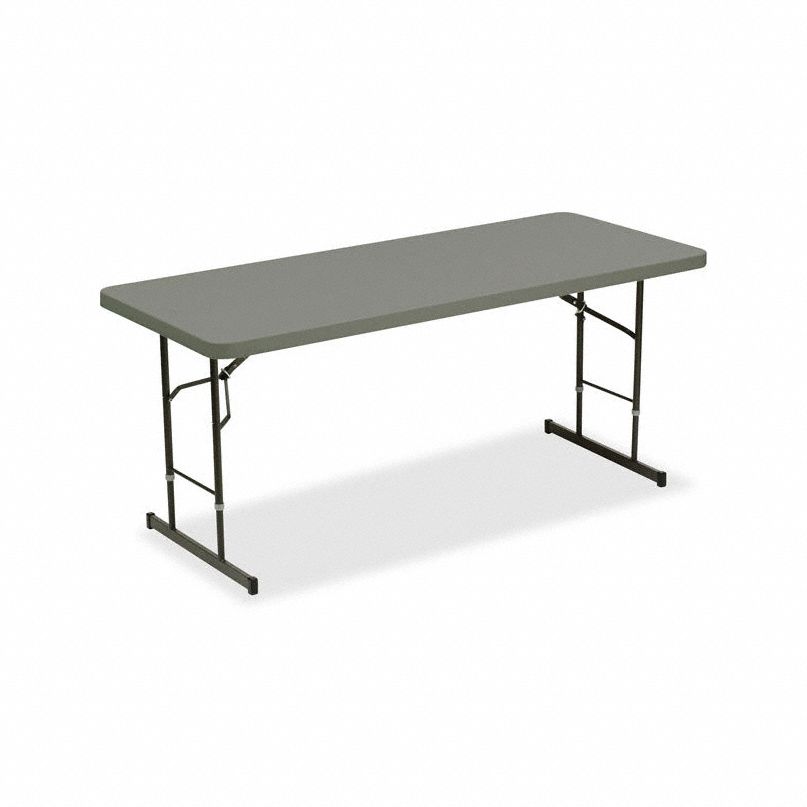 Folding Table: Rectangle Table Shape, Charcoal Tabletop, 30 in Dp, 72 in Wd, 25 in to 35 in