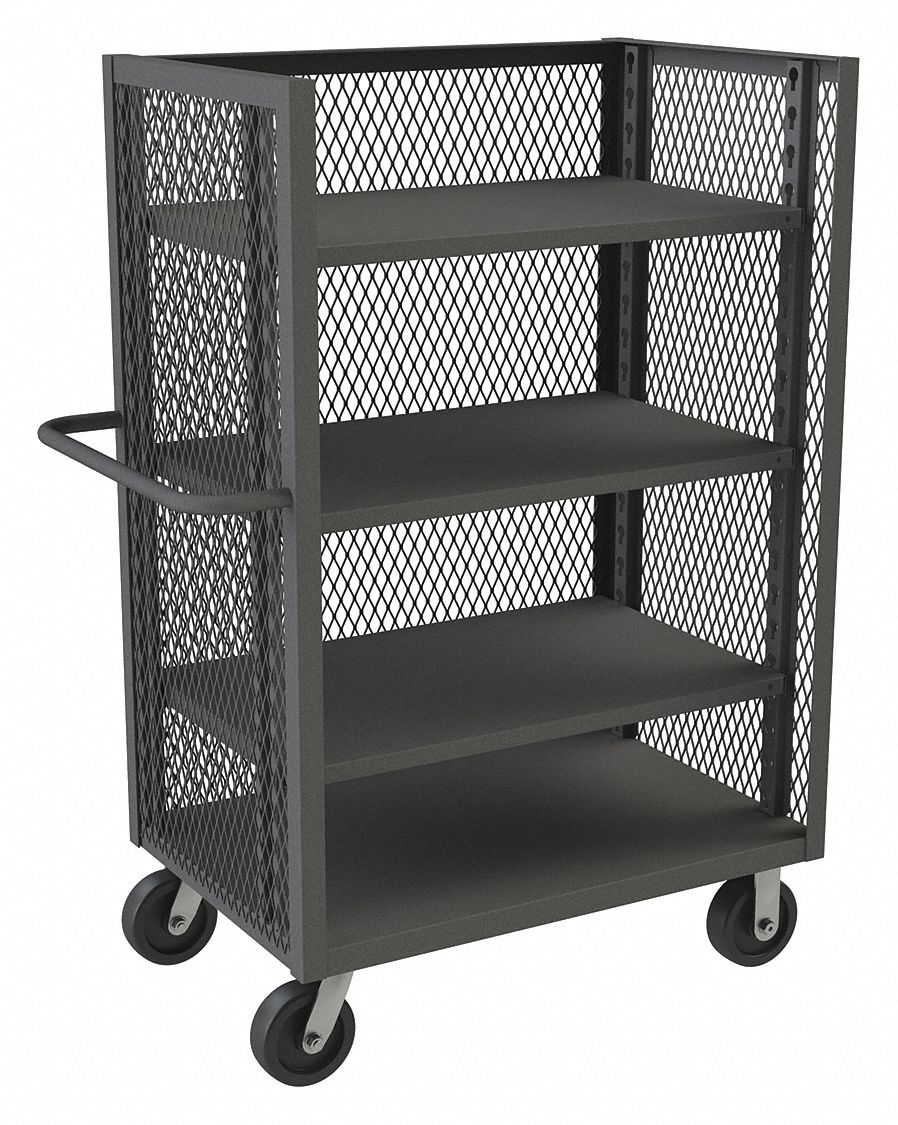 Single-Side-Access Mesh-Wall Metal Stock Truck: 3, 000 lb Load Capacity, 30 inx48 in