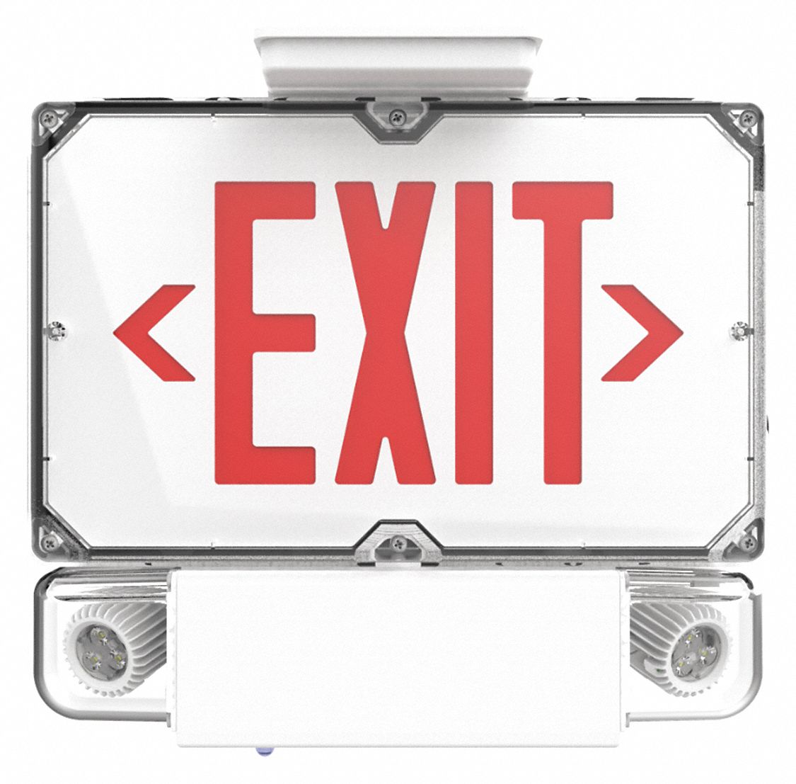 White Led Exit Sign With Emergency Lights 656p32dyncsrw12 Grainger 