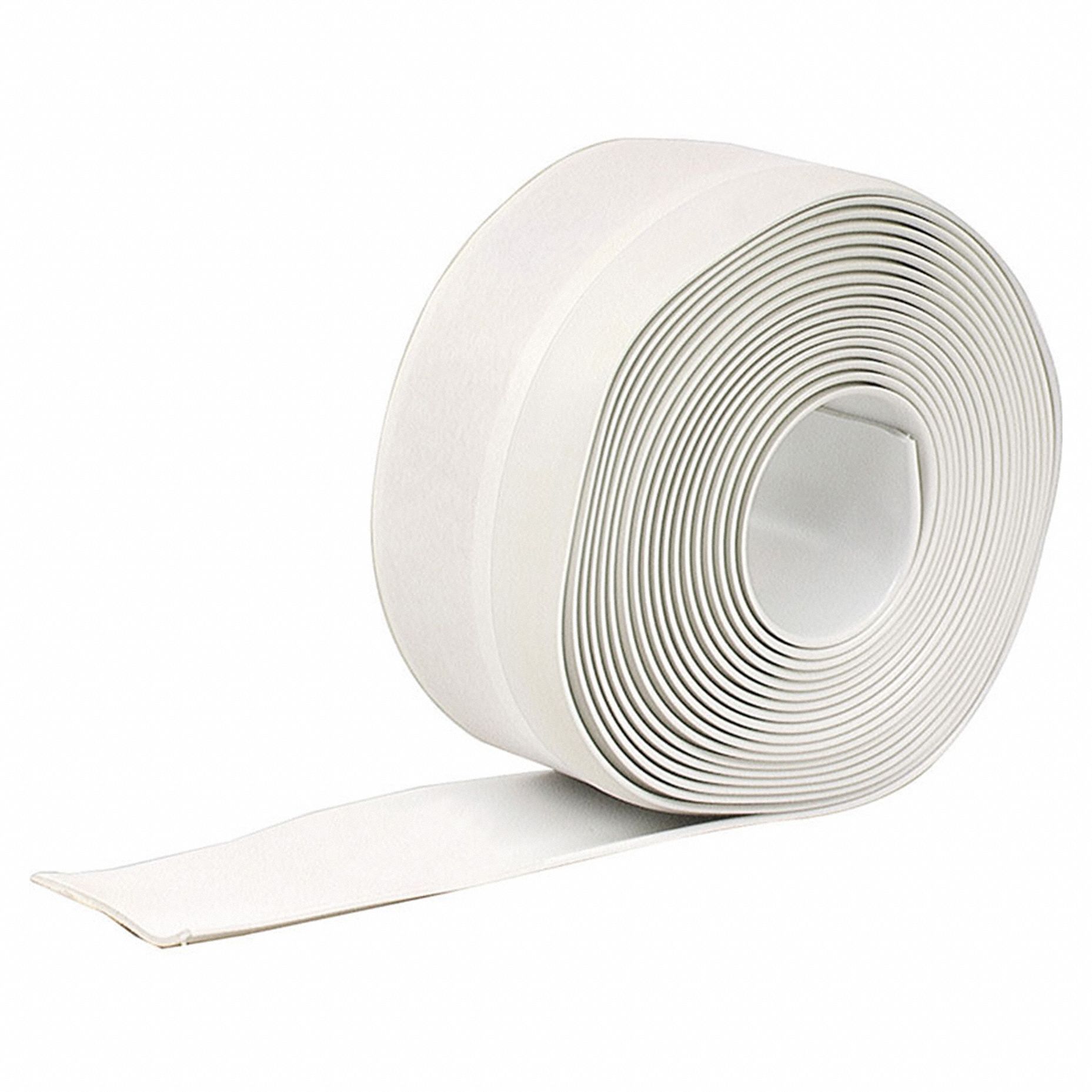 Wall Base Molding: White, Vinyl, 20 ft Overall Lg, 2 1/2 in Overall Ht, Roll, Coved