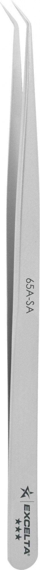 Tweezers: Stainless Steel, Point, Bent Tip, 0.005 in Tip Thick