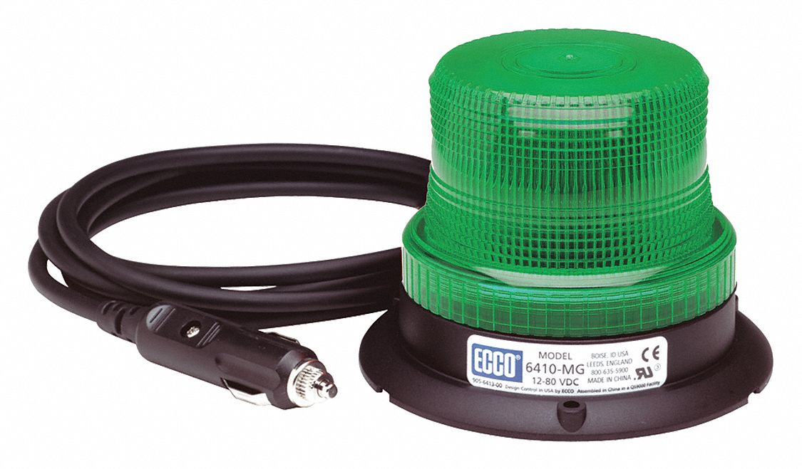 BEACON LIGHT, FLASHING BEACON, GREEN, 3⅞ IN OVERALL H, LED, 12 TO 80V DC