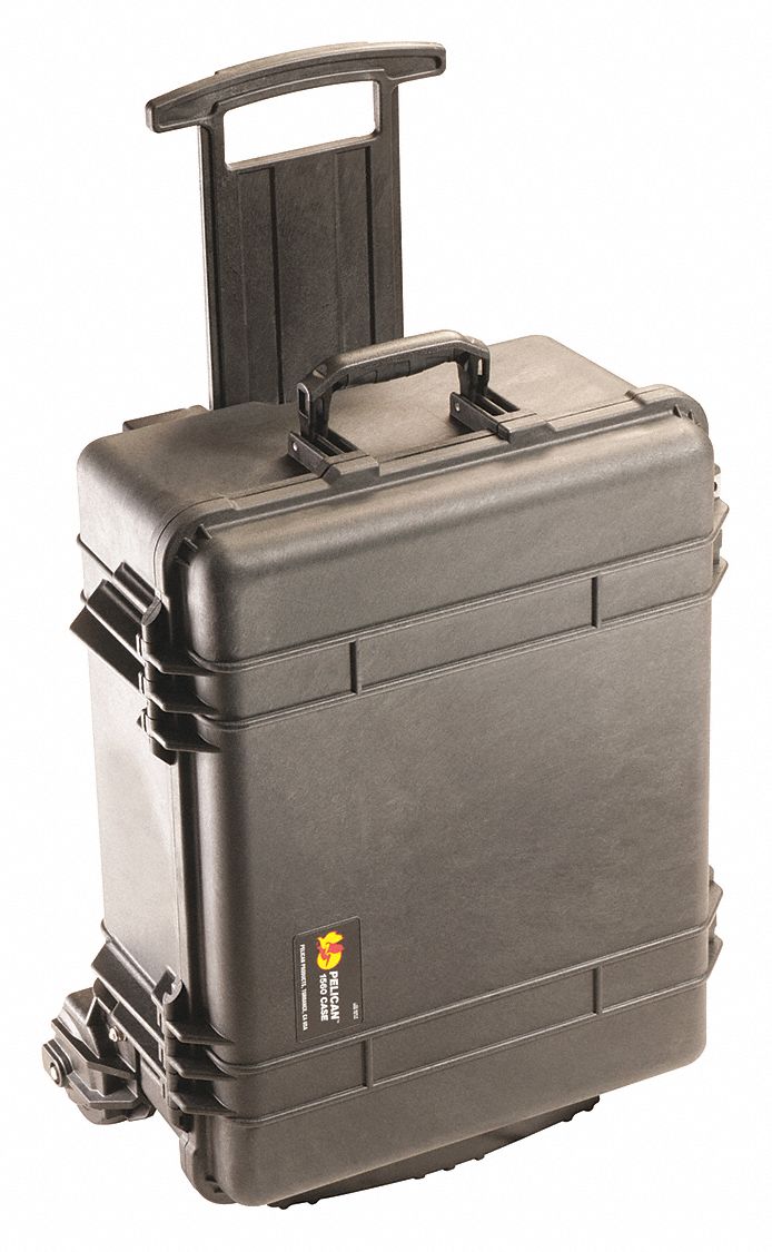 Protective Case: 15 in x 19 7/8 in x 9 in Inside, No Foam, Black, Mobile, 17 lb Wt, 2 Wheels