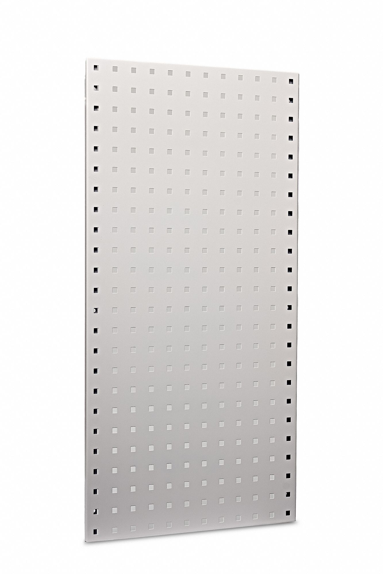 Pegboard: Square, 3/8 in Peg Hole Size, 36 in x 18 in x 9/16 in, Steel, White