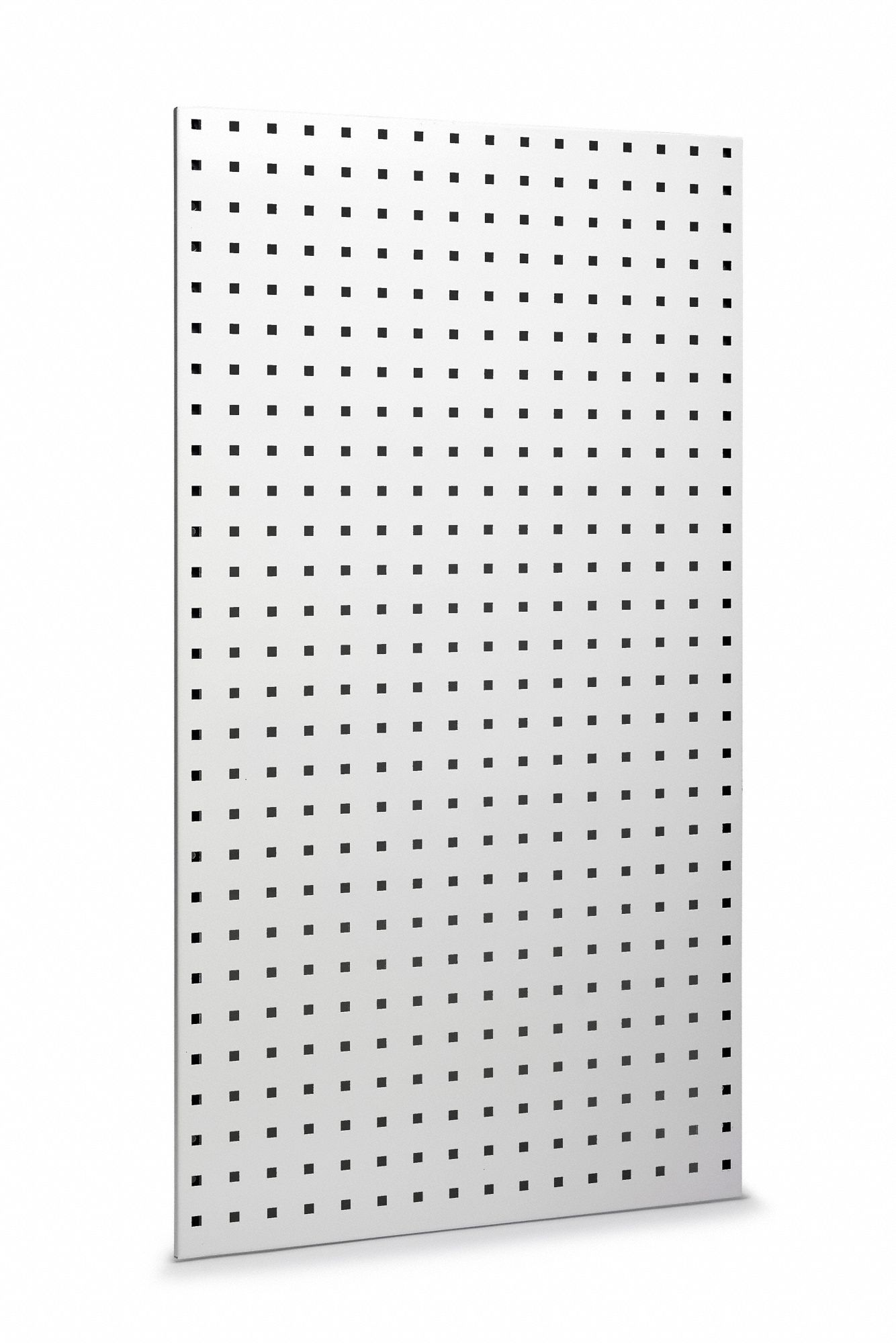 Pegboard: Square, 3/8 in Peg Hole Size, 42 1/2 in x 24 in x 9/16 in, Steel, White