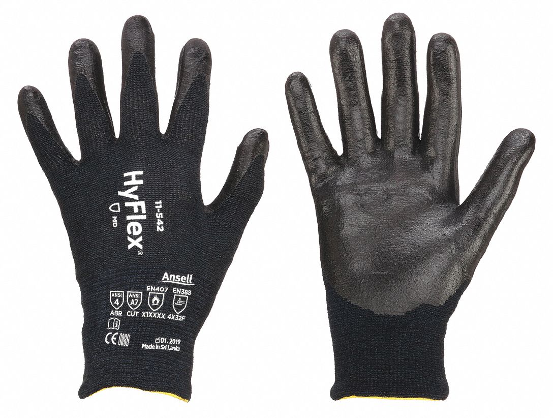 Coated Gloves: 2XL ( 11 ), ANSI Cut Level A7, Palm, Dipped, Foam Nitrile, Intercept™, 1 PR
