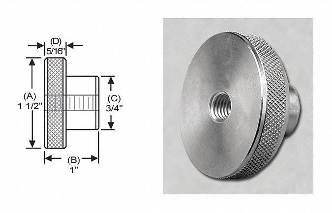 Knrl Knob Tap Thru, SS, 5/16-18".1.5" dia.