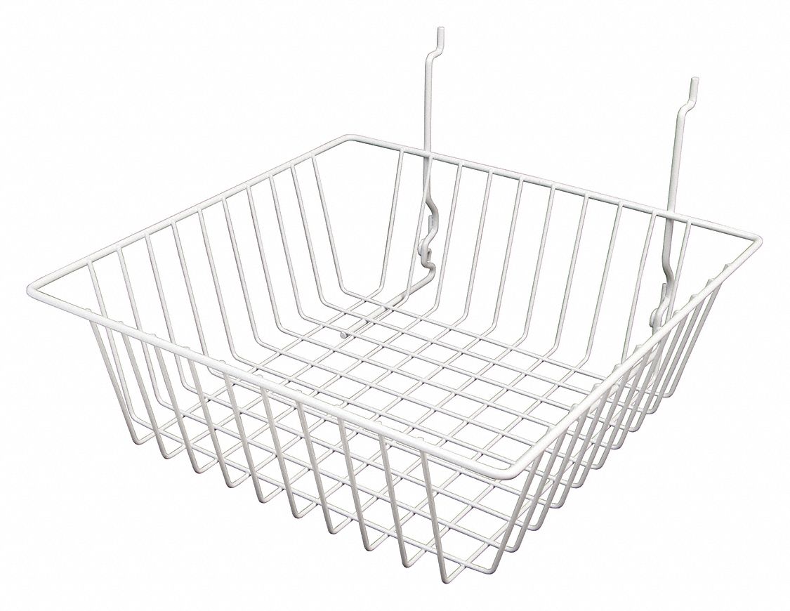 Grid Small Basket, 12" x 12", White, PK6
