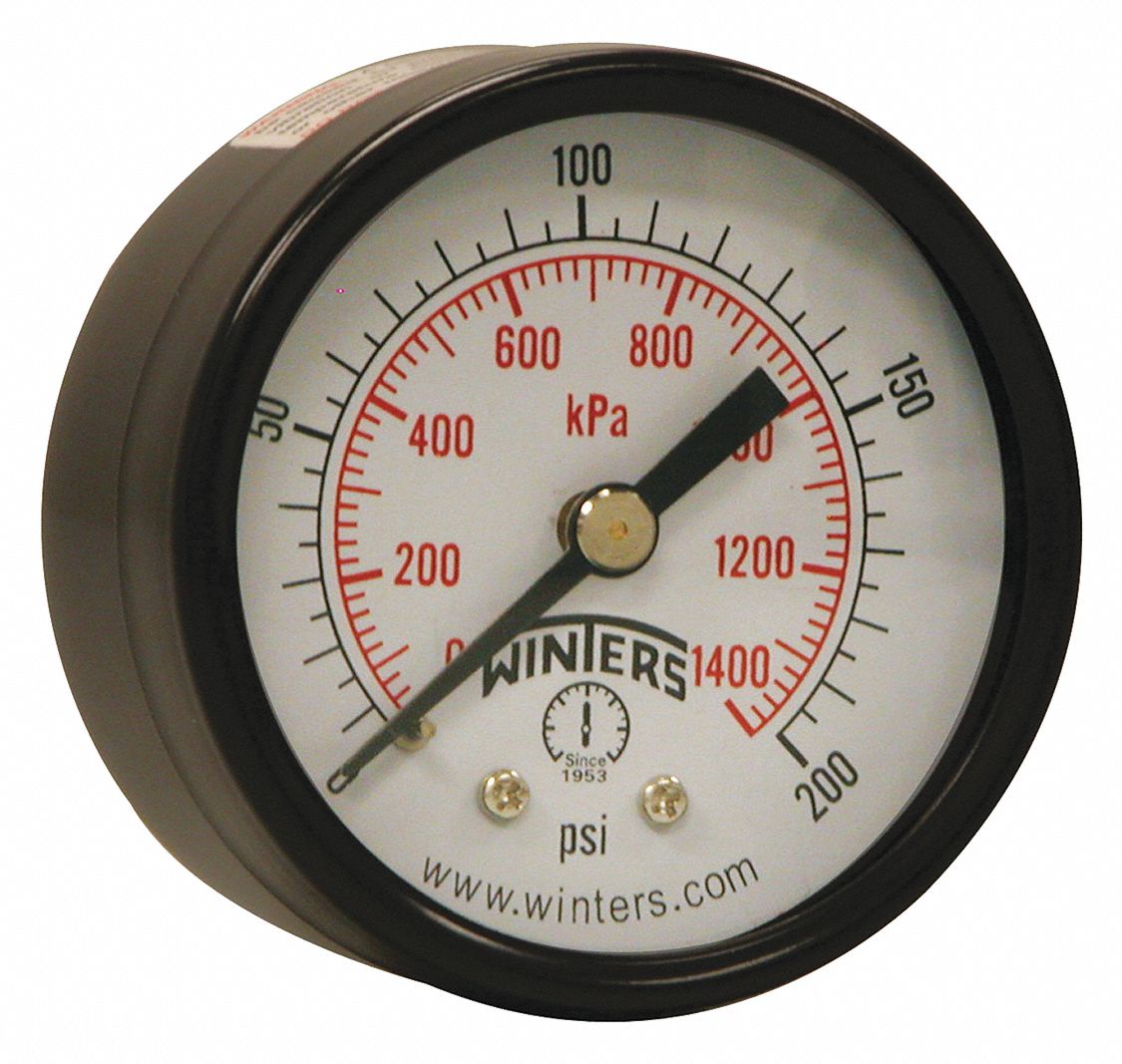 GAUGE 2 0-200 PSI 1/4 NPT BCK