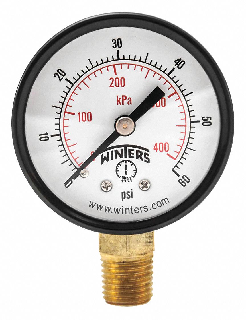 JAUGE 2 0-60 PSI 1/4 NPT BTM