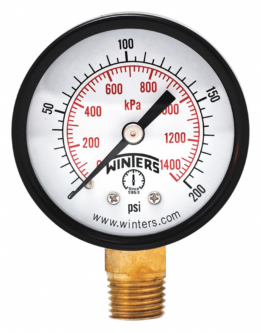 GAUGE 2 0-200 PSI 1/4 BTM