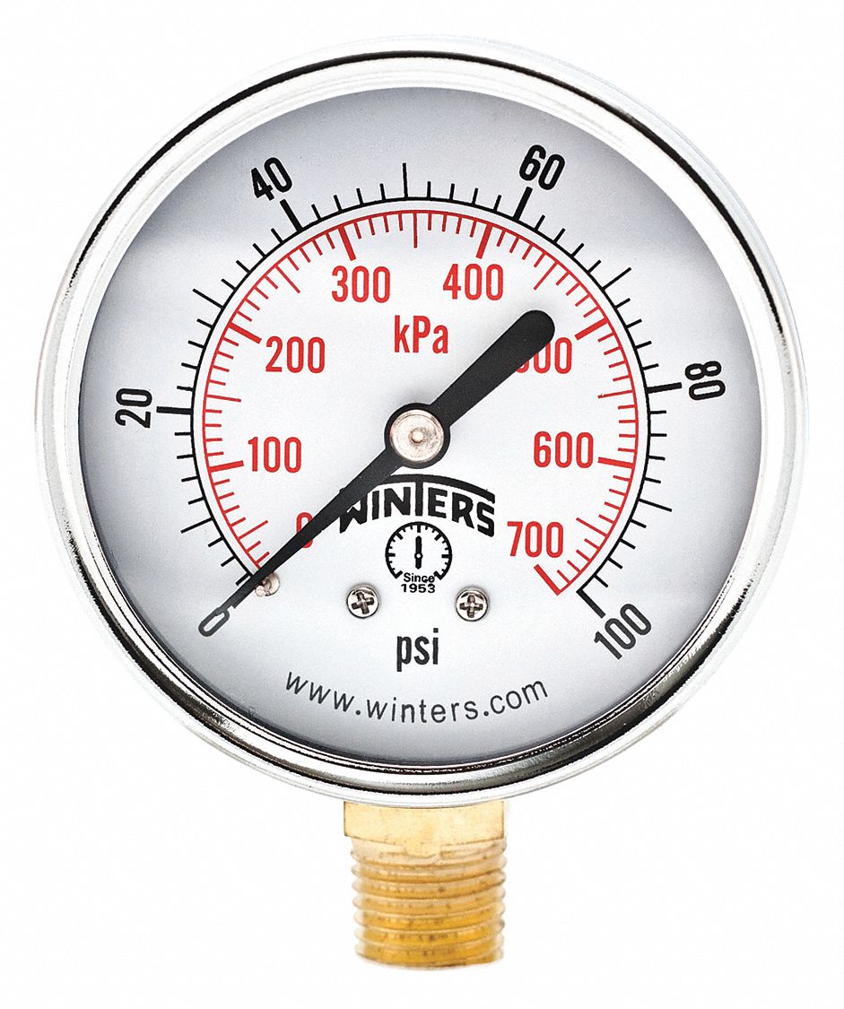 GAUGE 2.5 0-100 PSI 1/4 BTM