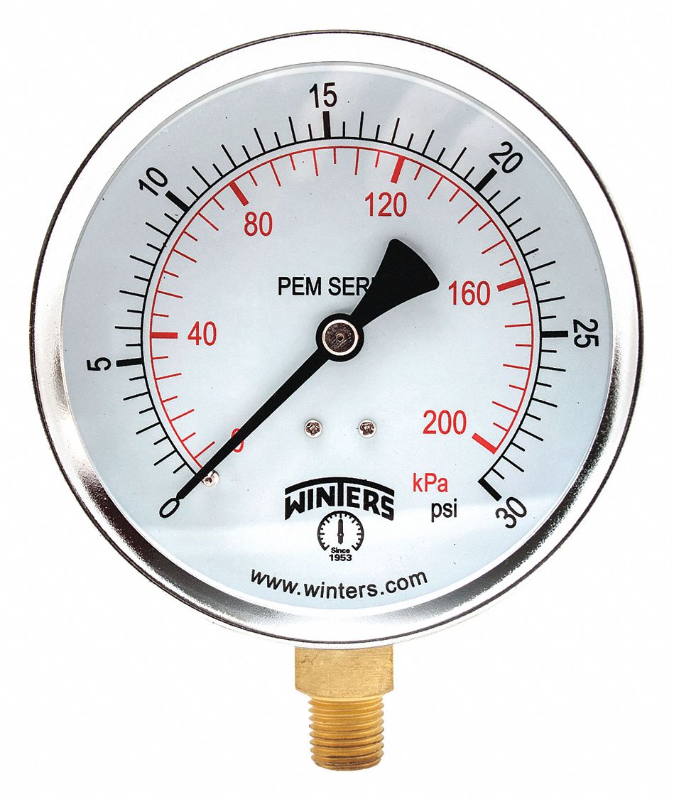 GAUGE 4 0-30 PSI 1/4 NPT BTM