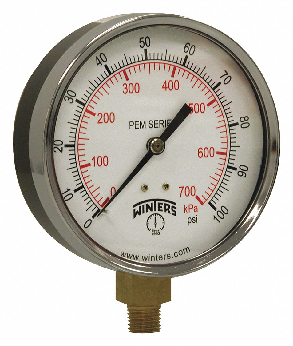 GAUGE 4 0-100 PSI 1/4 NPT BTM