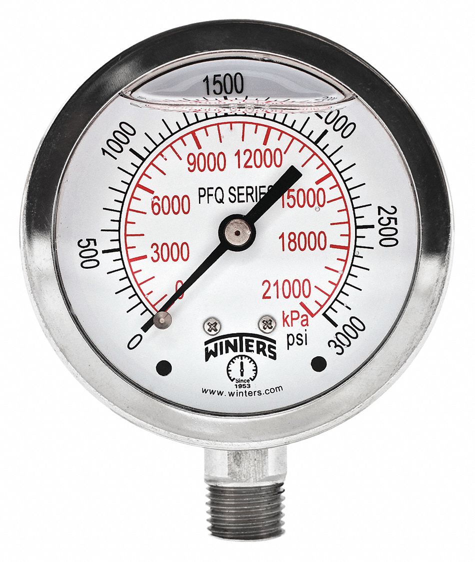 SS 2.5 0-3000PSI/KPA 1/4 BTM