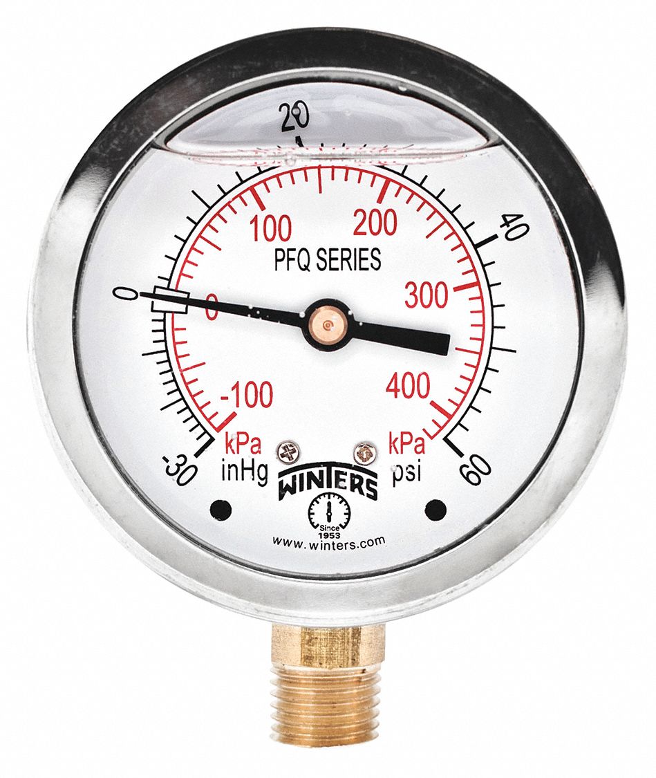 GAUGE 2.5 30/0/60 PSI/KPA 1/4 BTM