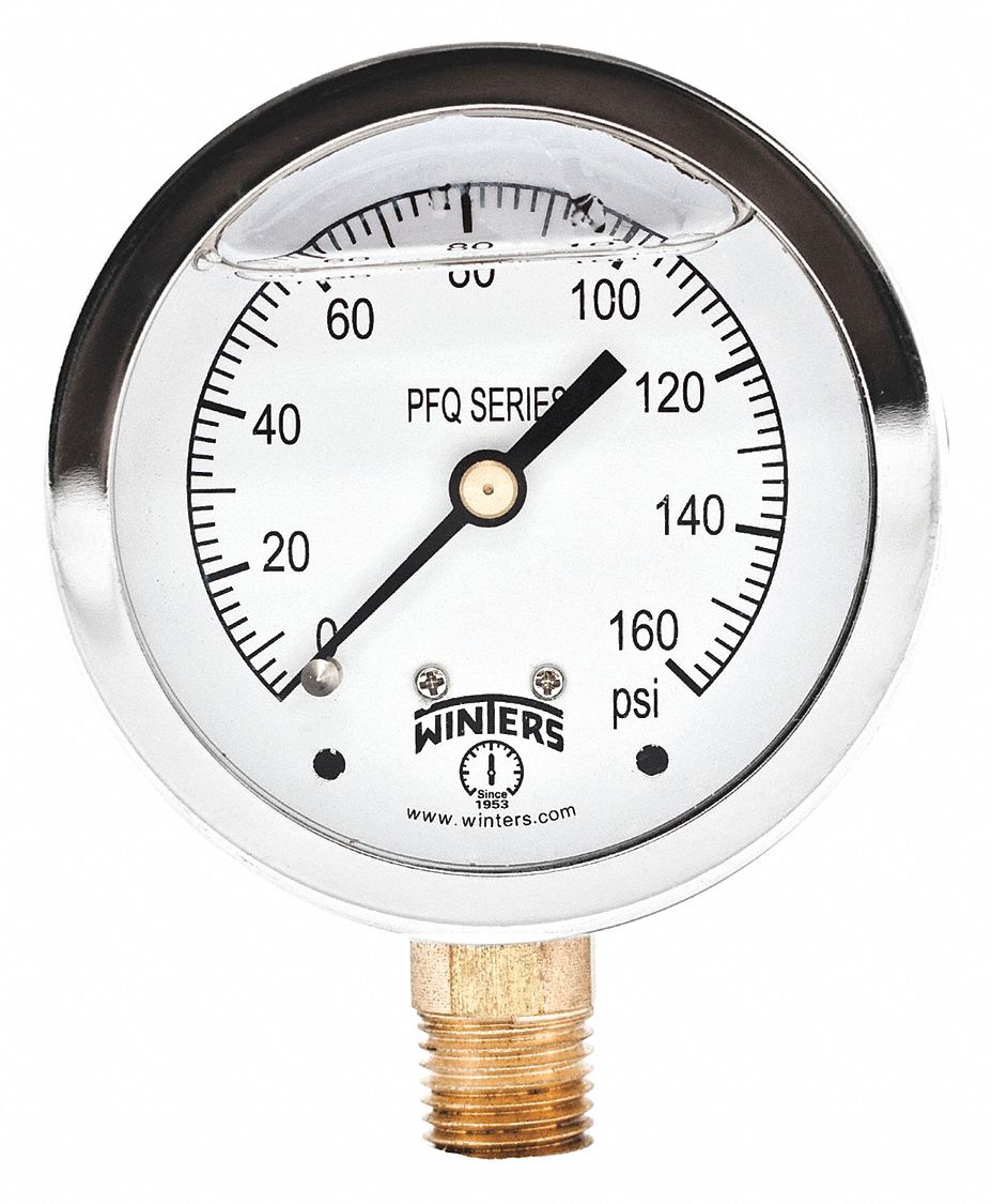 Qual Ss/Br Gauge 2.5" 1/4Lm 0-160Psi