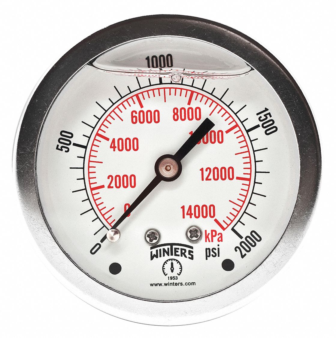 GAUGE 2.5 2000 PSI/KPA 1/4 NPT BCK