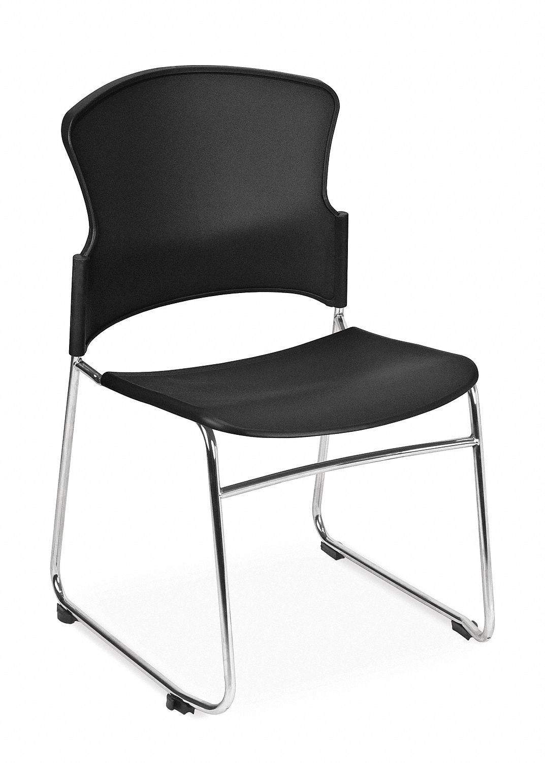 Chrome Steel Stacking Chair with Black Seat Color, 1EA - Grainger