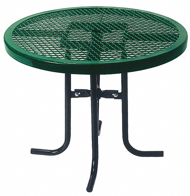 Patio Table: Green, Stainless Steel, 42 in Overall Ht, 36 in Overall Wd, 36 in Overall Lg