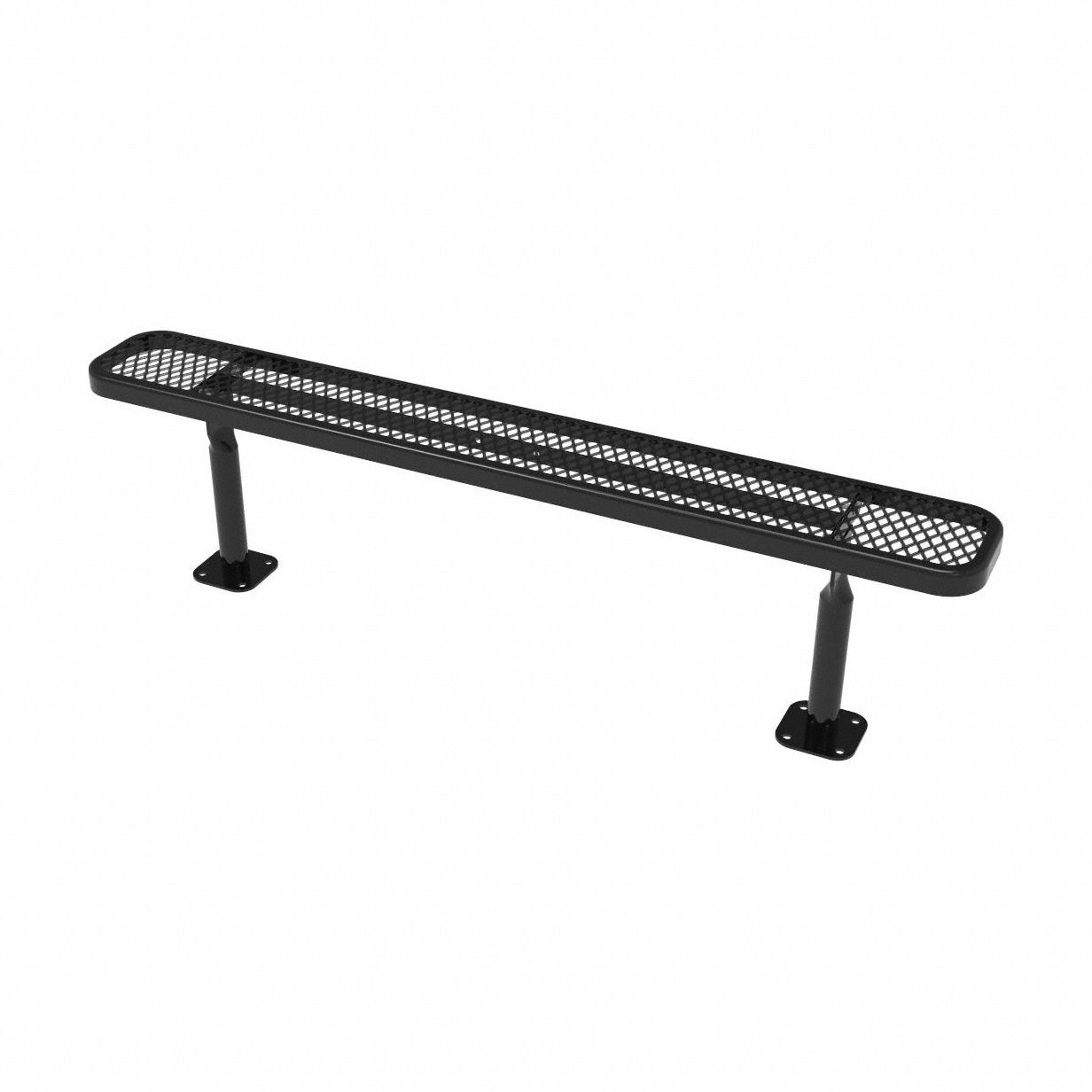 Outdoor Bench: Extra Heavy-Duty, 72 in Overall Lg, 18 3/4 in Overall Ht, Black, Black