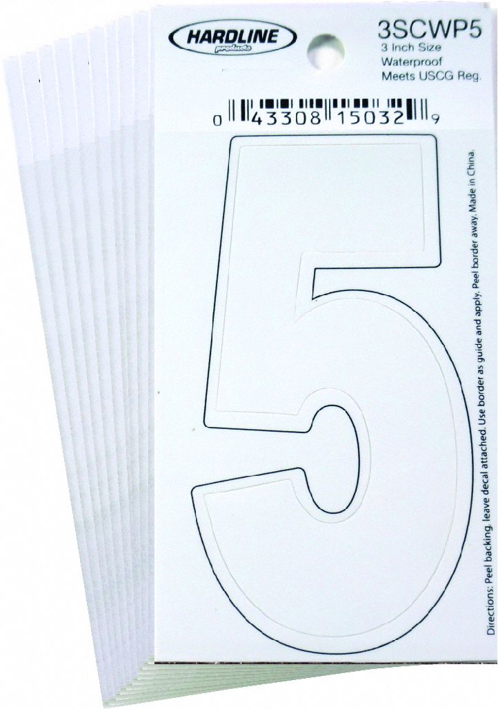 3 in Character Ht, Indoor/Outdoor, Number Sticker - 65RL23|3SCWP5 ...