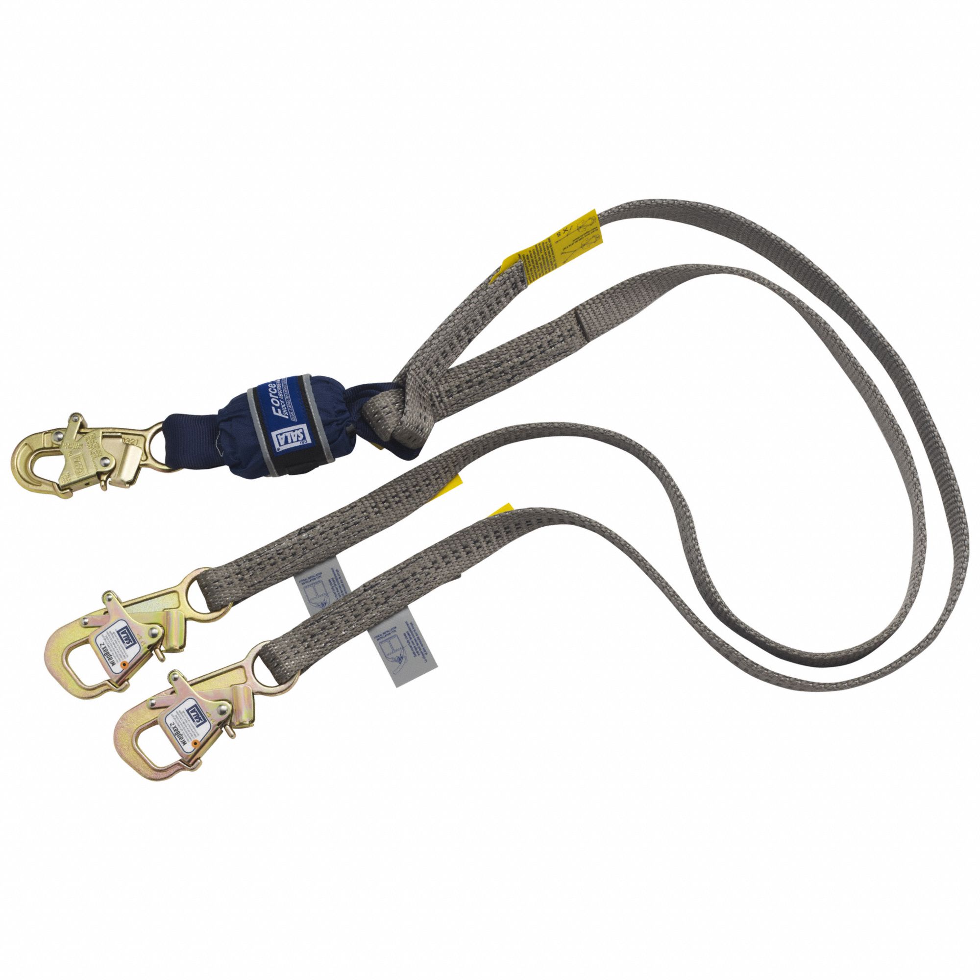 Shock-Absorbing Lanyard: Shock Pack, Steel Tie-Back, Steel Snap Hook, 310 lb Capacity