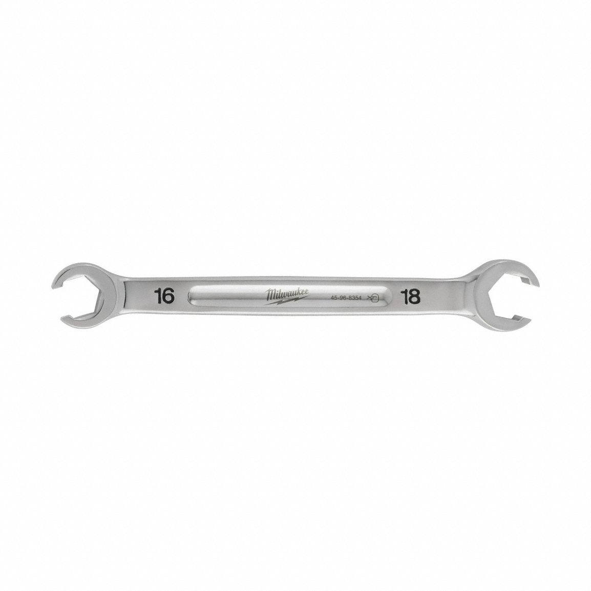 Flare Nut Wrench: Chrome Vanadium Steel, Chrome, 16 mm_18 mm Head Size, 8 in Overall Lg