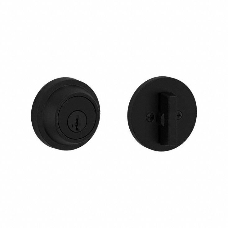 Single Cylinder Deadbolt: Cylindrical, 1 3/4 in Door Thick - Max, Black