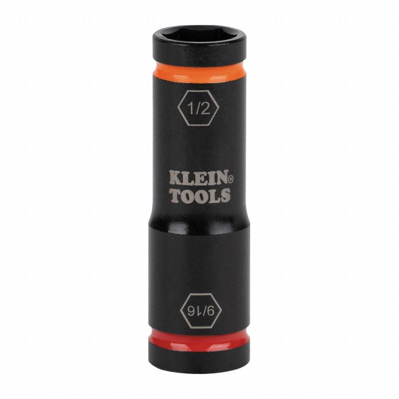 KLEIN TOOLS, 1/4 in, 1/2 in Drive Size, SAE, Flip Impact Socket