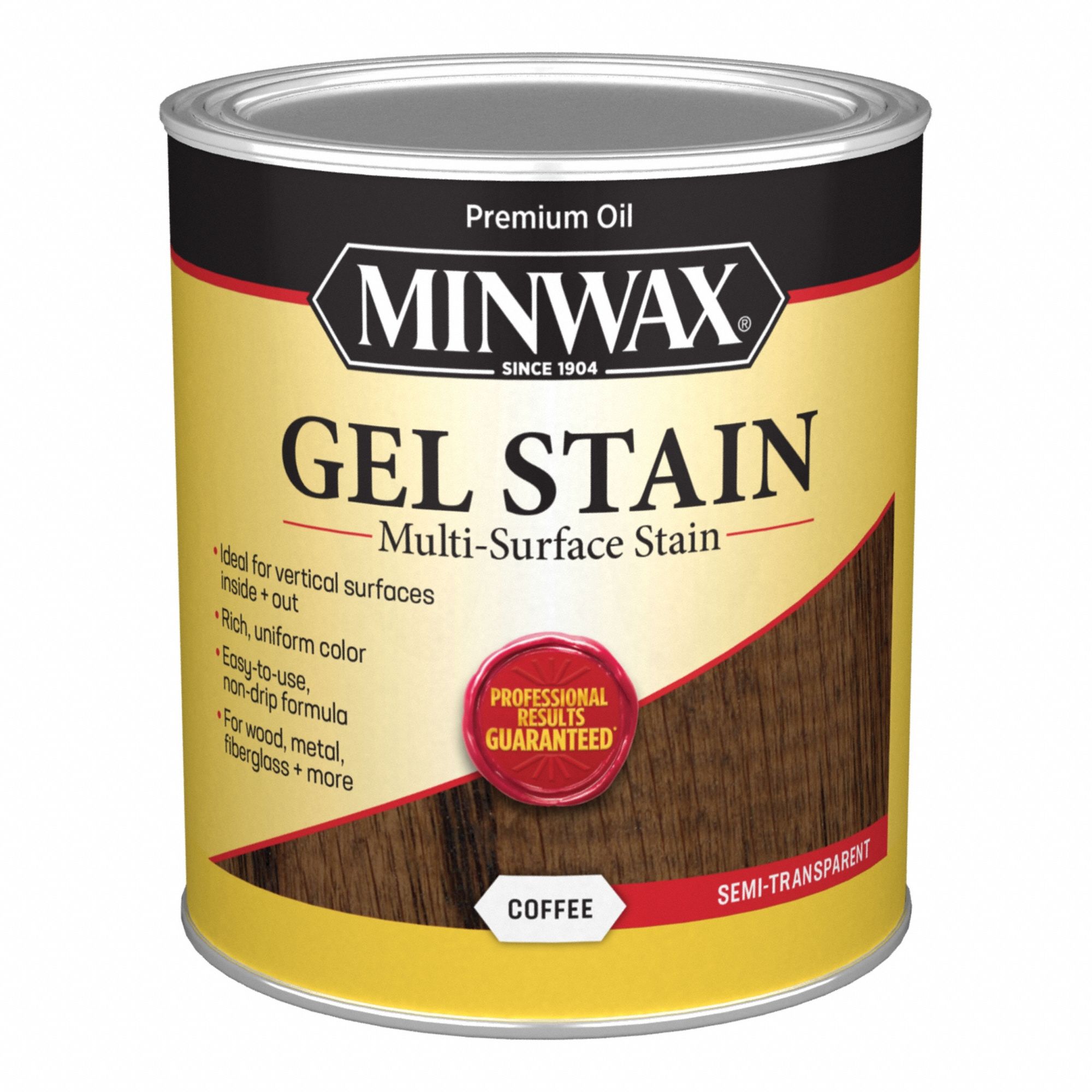 Wood Stain: Wood Stain, Interior, Oil, 1 qt Container Size, Fiberglass/Metal/PVC/Wood, Coffee
