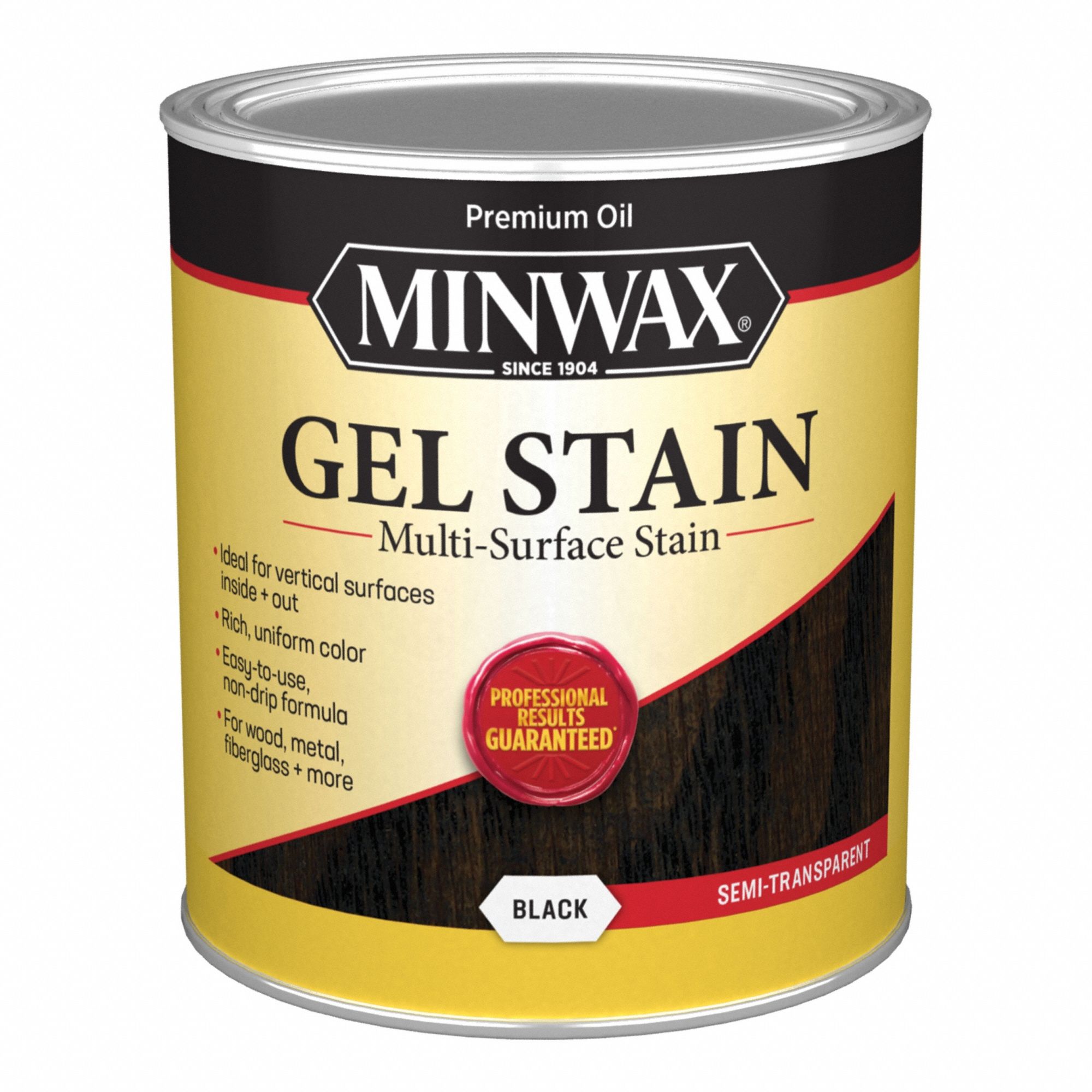 Wood Stain: Wood Stain, Interior, Oil, 1 qt Container Size, Fiberglass/Metal/PVC/Wood, Black