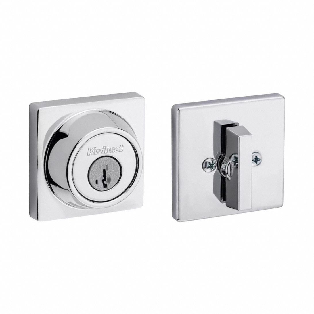 Single Cylinder Deadbolt: Cylindrical, 1 3/4 in Door Thick - Max, Chrome