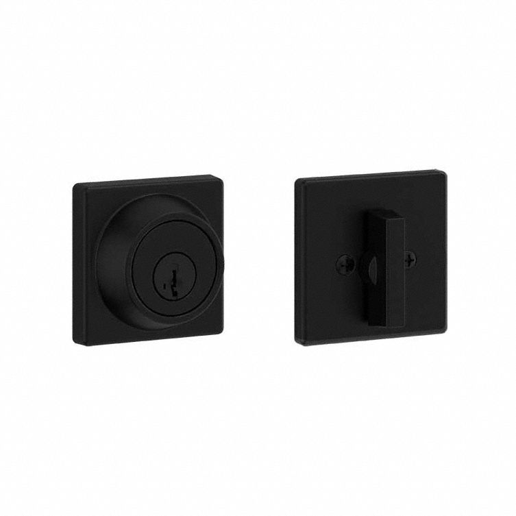 Single Cylinder Deadbolt: Cylindrical, 1 3/4 in Door Thick - Max, Black