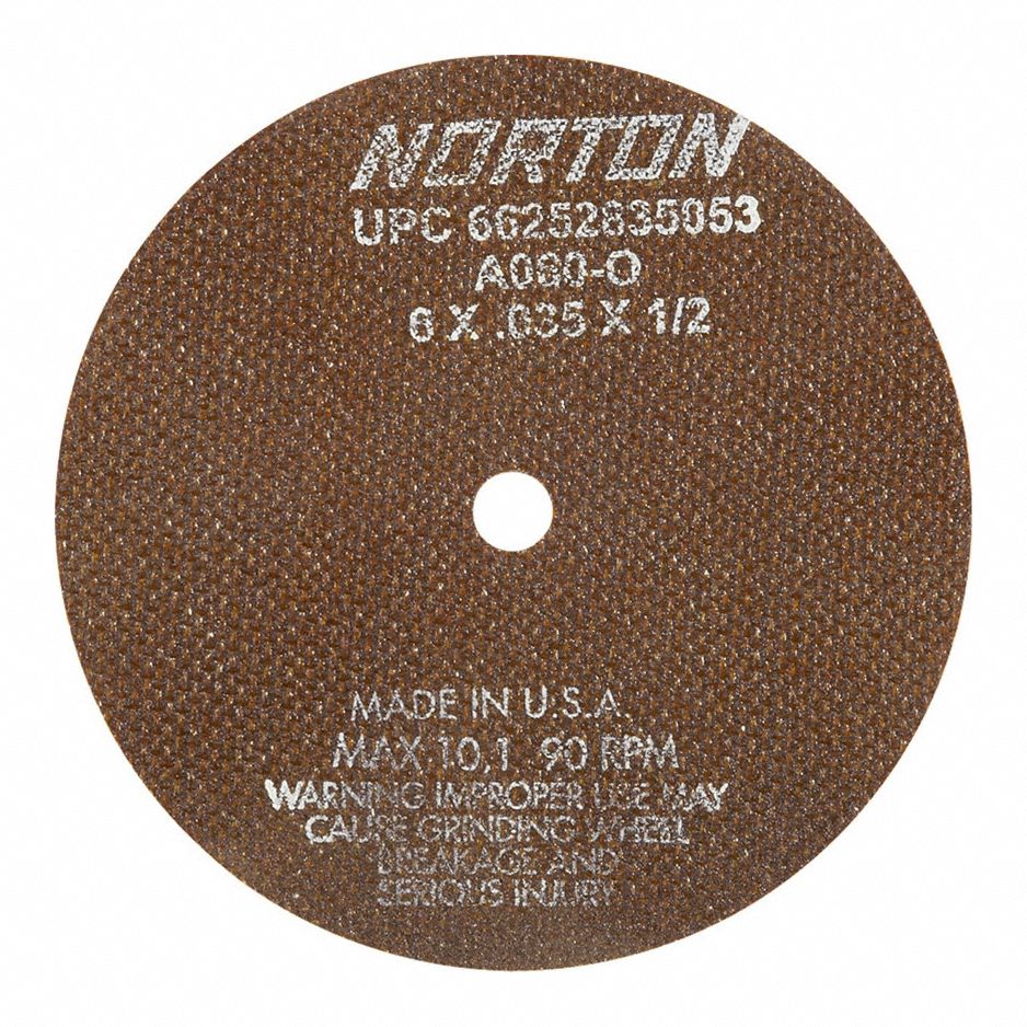 CUTOFF WHEELS, TYPE 1, 8 IN X 0.035 IN X 1/2 IN, A60-OBNA2, ALUMINUM OXIDE