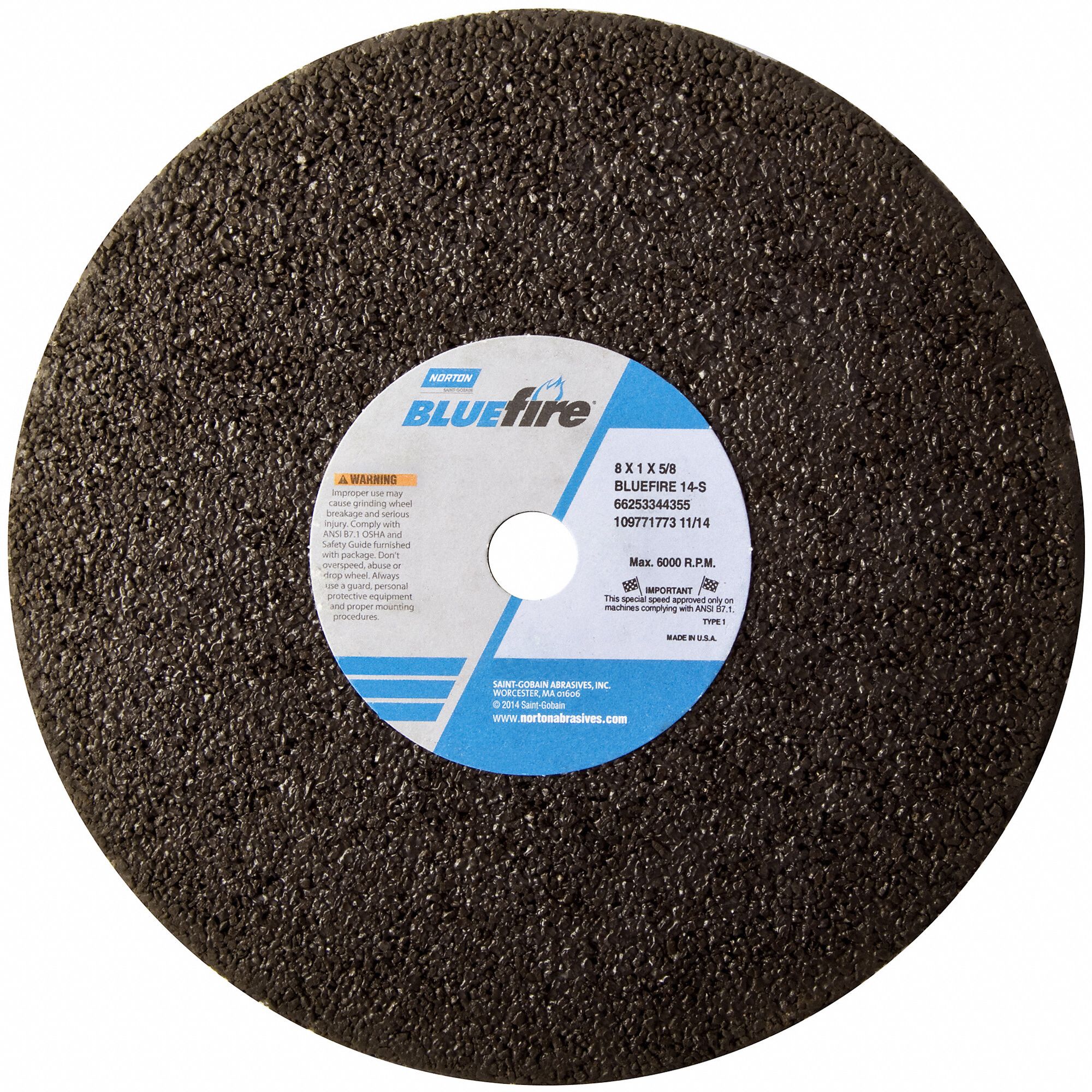 PORTABLE SNAGGING WHEEL, TYPE 1, 8 IN X 1 IN X 5/8 IN, NV14-R
