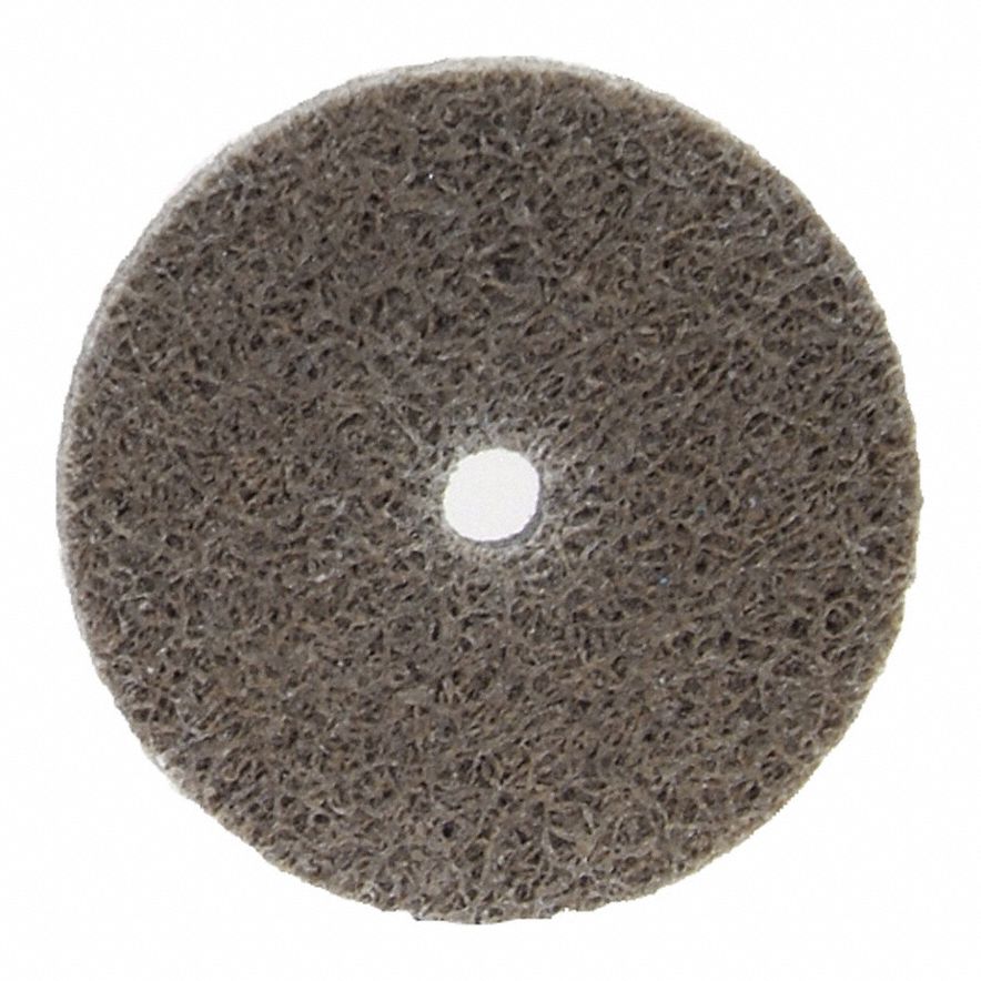 Bond Non Woven Wheel: 2 in Dia x 1/4 in W, 1/4 in Arbor Hole, Aluminum Oxide, Fine, Medium