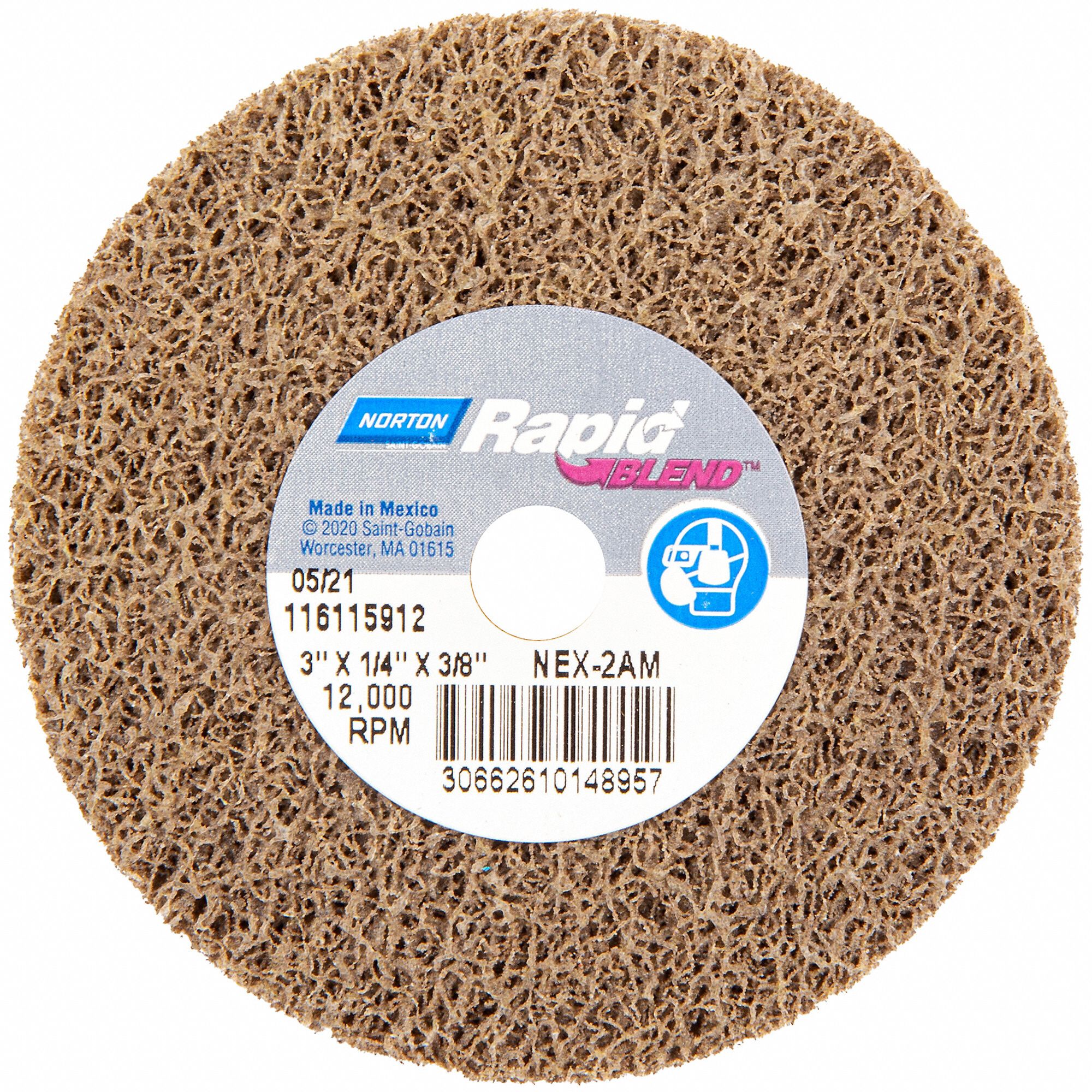 BOND NON WOVEN WHEEL, 3 IN DIAMETER X ¼ IN W, ⅜ IN ARBOUR HOLE, ALUMINUM OXIDE, MEDIUM, SOFT