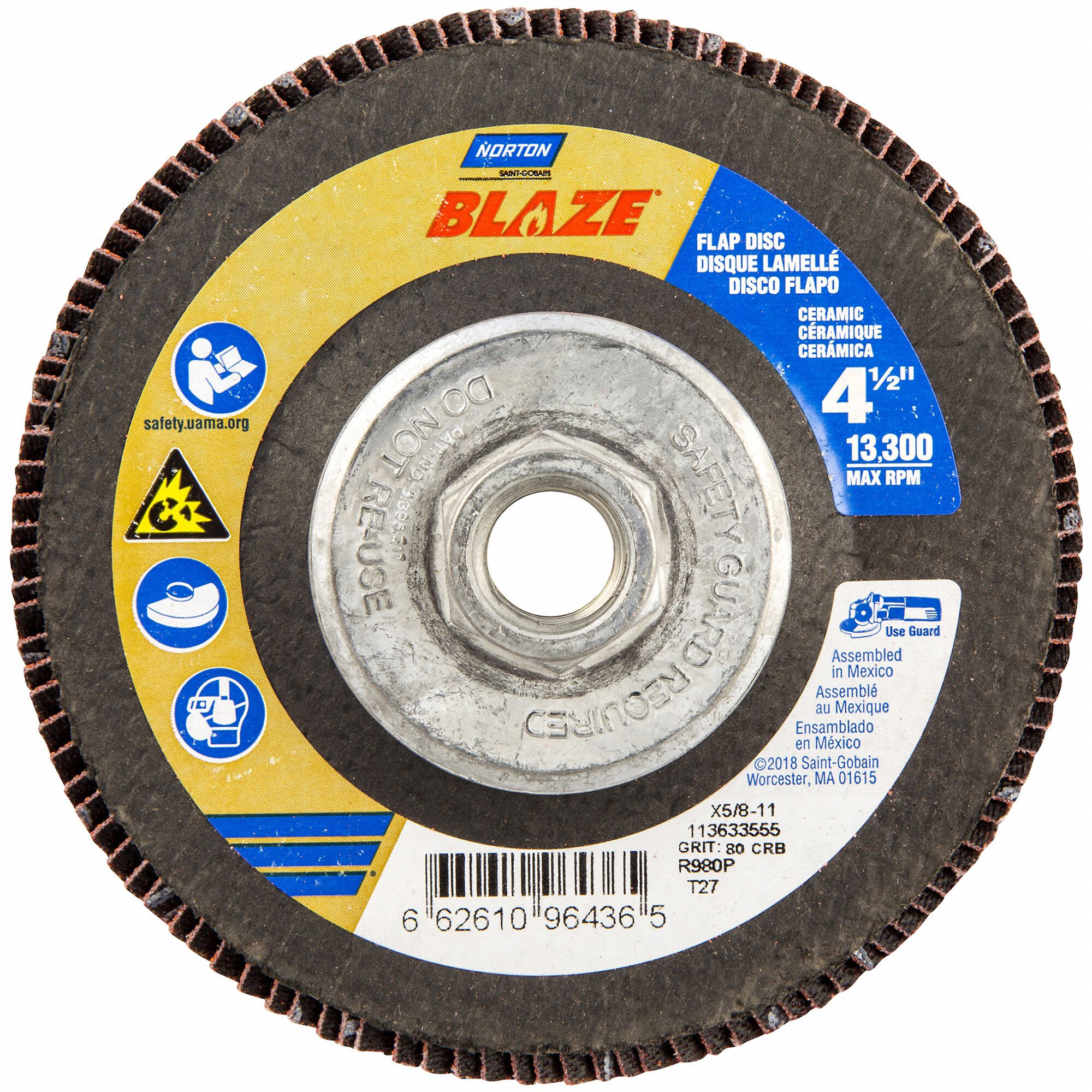 FLAP DISC, TYPE 27, 4½ IN X ⅝