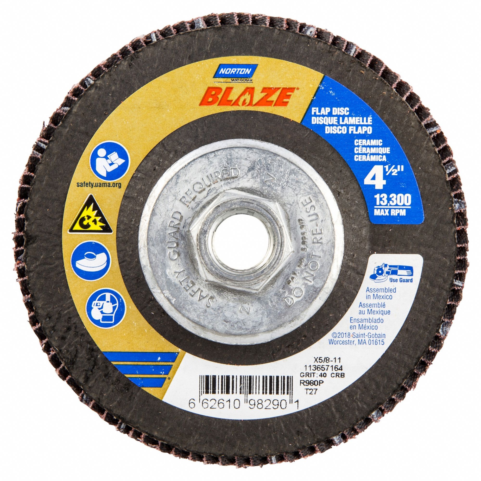 FLAP DISC,CERAMIC,TYPE 27,4 1/2IN DIA